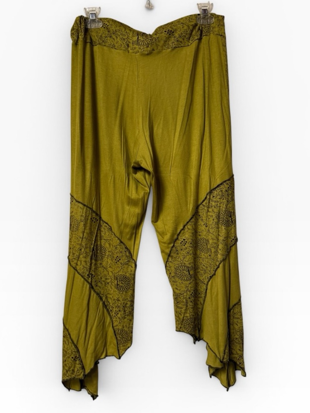The Collection Royal Green Asymmetric Lace-Trim Harem Palazzo Cotton Pants